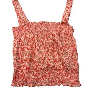 1. State pink and White Smocked Ruffled Tank Top